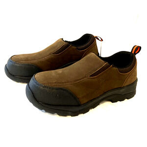 BRAHMA - SIZE: 8.5 WIDE - Brown Leather Shale Steel Toe Slip Work Shoes - NEW!